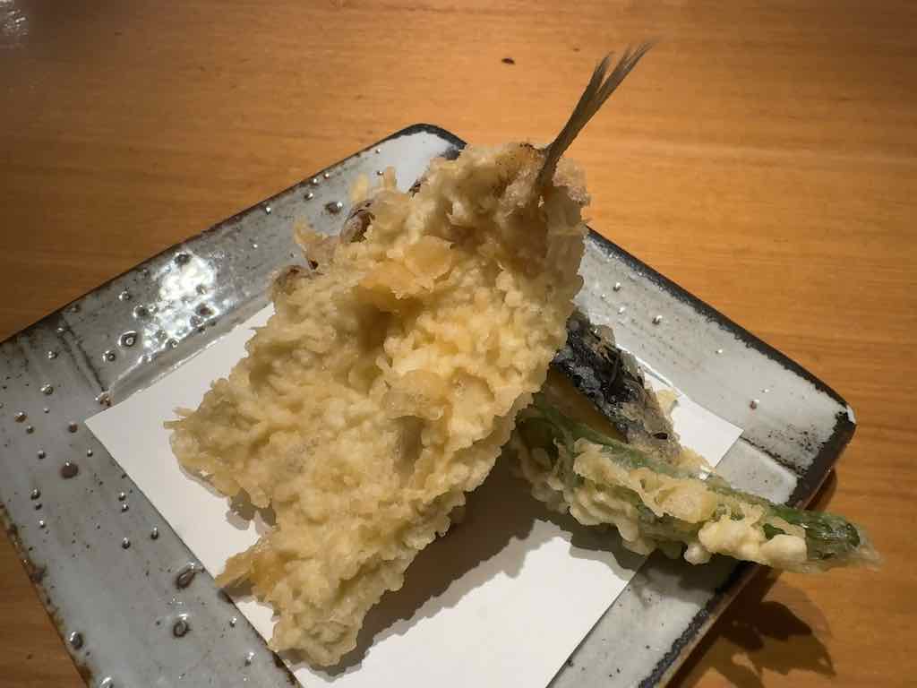 鱚の天ぷら、淡路島野菜3品 | 石臼挽き手打 蕎楽亭